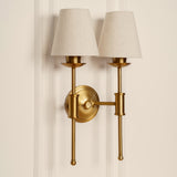 Divine Trends Brass Antique Finish Spacer Wall Lamp with Off White Lampshades