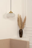 Divine Trends Pendant Hanging Glass Lamps Melon Ribbed Frost Shade with Antique Brass Finish- Pack of 1