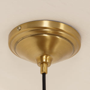 Divine Trends Pendant Hanging Glass Lamps Melon Ribbed Frost Shade with Antique Brass Finish- Pack of 1