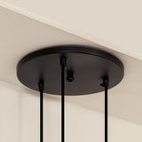 Divine Trends Black Finish Triple Pendant Hanging Glass Lamp with Frosted Hammered Glass Shade