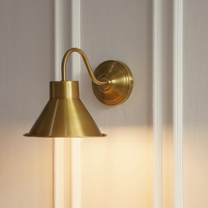 Divine Trends Brass Antique Finish Wall Lamp with Metal Dome Shade