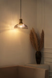 Divine Trends Pendant Hanging Glass Lamps Half Ribbed Grey Luster Pack of 1