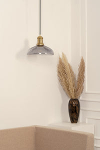 Divine Trends Pendant Hanging Glass Lamps Half Ribbed Grey Luster Pack of 1