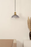 Divine Trends Pendant Hanging Glass Lamps Half Ribbed Grey Luster Pack of 1