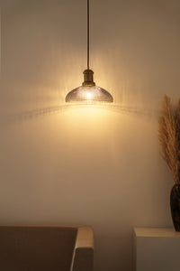 Divine Trends Pendant Hanging Glass Lamps Half Ribbed Grey Luster Pack of 1
