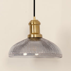Divine Trends Pendant Hanging Glass Lamps Half Ribbed Grey Luster Pack of 1