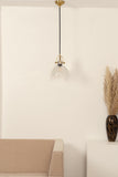Divine Trends Diamond Cut Half Bowl Transparent Pendant Light with Antique Brass Finish- Pack of 1