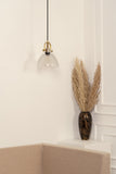 Divine Trends Diamond Cut Half Bowl Transparent Pendant Light with Antique Brass Finish- Pack of 1
