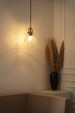 Divine Trends Diamond Cut Half Bowl Transparent Pendant Light with Antique Brass Finish- Pack of 1