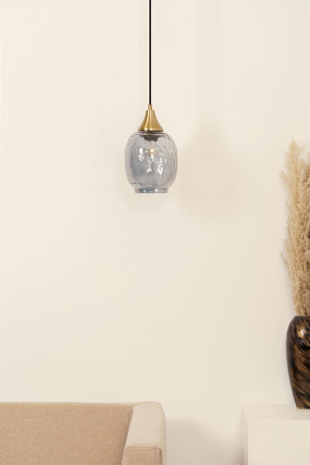 Divine Trends Kamraq Hammered Grey Luster Hanging Light with Antique Brass Finish- Pack of 1