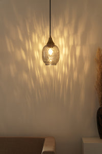 Divine Trends Kamraq Hammered Grey Luster Hanging Light with Antique Brass Finish- Pack of 1