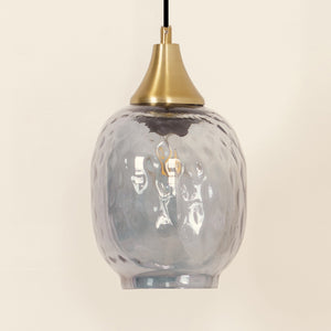 Divine Trends Kamraq Hammered Grey Luster Hanging Light with Antique Brass Finish- Pack of 1