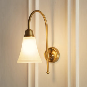 Divine Trends Brass Antique Finish Hockey Wall Lamp with Frosted Hammered Glass- with Reversable Design