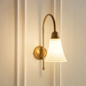 Divine Trends Brass Antique Finish Hockey Wall Lamp with Frosted Hammered Glass- with Reversable Design