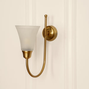 Divine Trends Brass Antique Finish Hockey Wall Lamp with Frosted Hammered Glass- with Reversable Design
