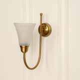 Divine Trends Brass Antique Finish Hockey Wall Lamp with Frosted Hammered Glass- with Reversable Design
