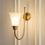 Divine Trends Brass Antique Finish Hockey Wall Lamp with Frosted Hammered Glass- with Reversable Design