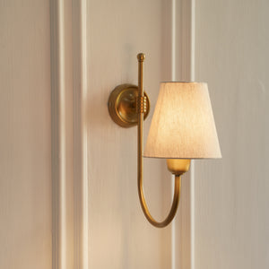 Divine Trends Brass Antique Finish Hockey Wall Lamp with Off White Shade