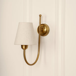 Divine Trends Brass Antique Finish Hockey Wall Lamp with Off White Shade