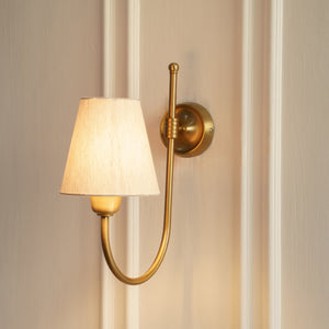 Divine Trends Brass Antique Finish Hockey Wall Lamp with Off White Shade