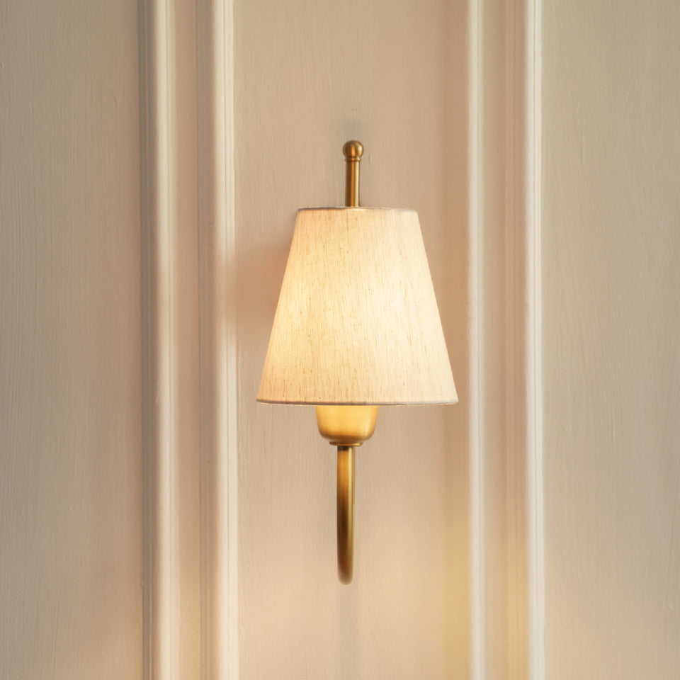 Divine Trends Brass Antique Finish Hockey Wall Lamp with Off White Shade