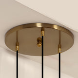 Divine Trends Brass Antique Finish Triple Pendant Hanging Glass Lamp with Chimney Crackled Glass Golden Luster Shade