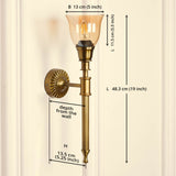 Divine Trends Brass Antique Finish Corrugated Wall Lamp with Cup Glass Golden Luster Shade