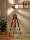 Spotlight Tripod Floor Lamp Standing for Living Room, Cafes- Brown Polished, Adjustable Height with Moveable Spotlight