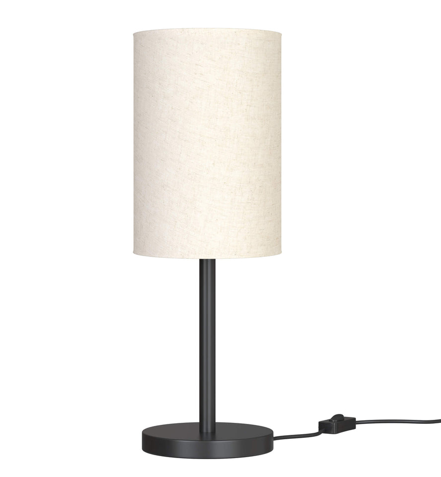 Table Lamp Black for Bedroom, Living Room with Off White Cylinder Lamp Shade - Sleek Bedside lamp 19 Inches Height