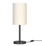 Table Lamp Black for Bedroom, Living Room with Off White Cylinder Lamp Shade - Sleek Bedside lamp 19 Inches Height