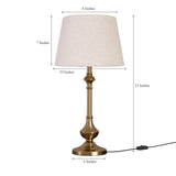 Brass Antique Gold Table Lamp Sleek Bedroom 23 Inches Height with Off White 10 Inches Lampshade for Bedside Stylish, Living Room, Home Decoration, Hotel Pack of 1