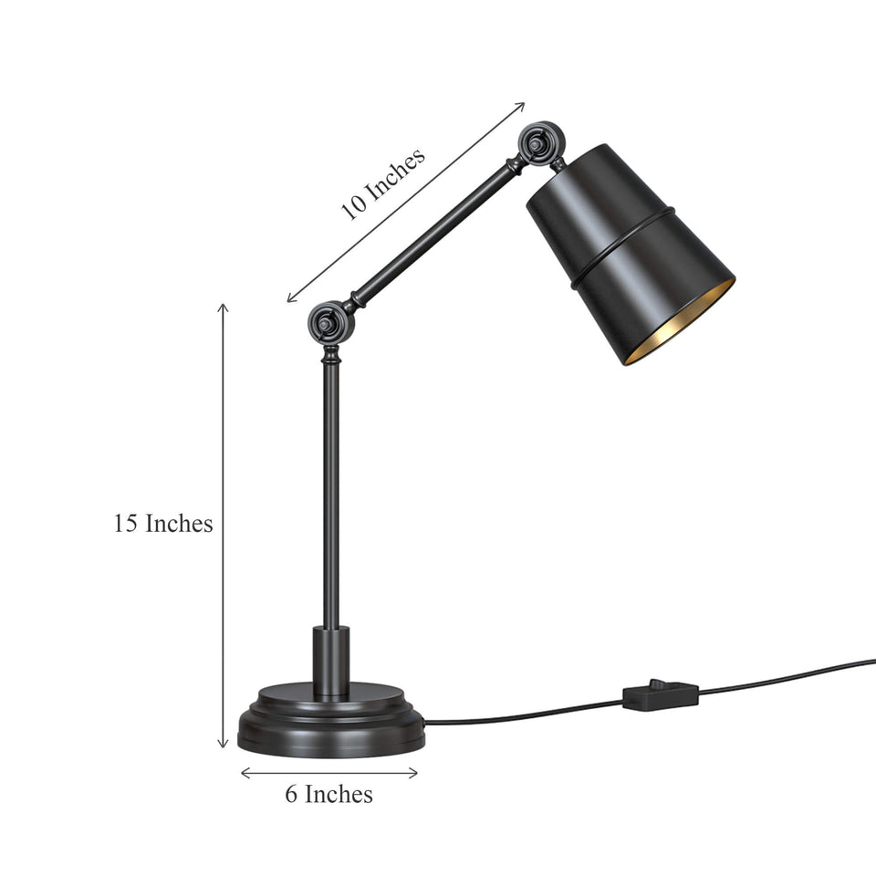 Study Reading Table Lamp Black Polished for Office, Bedroom, Work Purpose - Adjustable and Moveable