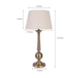 Table Lamp Brass Antique for Living room, Bedroom with Off White Lamp Shade - Bedside lamp 25 Inches Height
