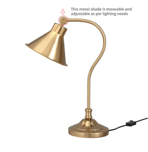 Divine Trends Study Desk Office Reading Curved Table Lamp Brass Antique with Adjustable Head Shade