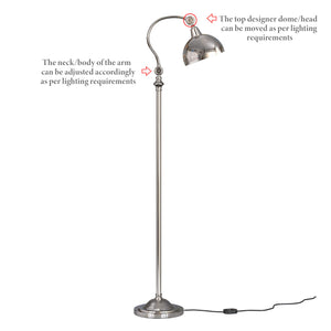Floor Lamp Standing Silver Nickel for Reading Purpose for Living room, Bedroom, Office - Task Lamp Moveable Neck and Shade to Focus Light