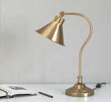 Divine Trends Study Desk Office Reading Curved Table Lamp Brass Antique with Adjustable Head Shade