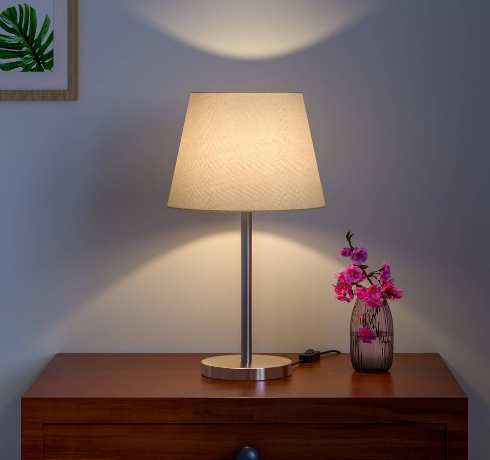 Silver bedside table store lamps