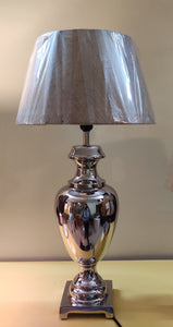 Royal Table Lamp Silver Nickel for Living room, Bedside with Off White Lamp Shade 27 Inches Height