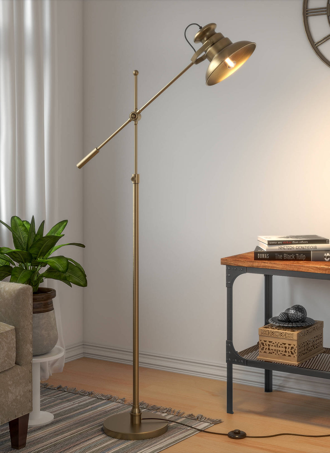 Modern Task Floor Lamp Focused Light Adjustable Standing for Reading, Work, Office, Decoration Purpose (Brass Antique Gold)