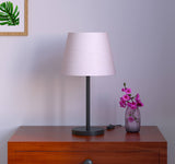 Table Lamp Black for Bedroom, Living Room with Off White Lamp Shade - Sleek Bedside lamp 19 Inches Height