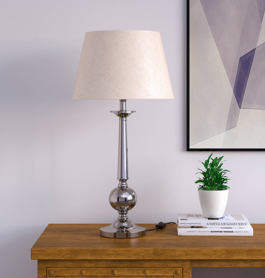 White and store silver bedside lamps