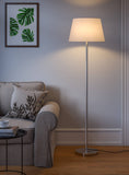 Floor Lamp Standing Modern Silver 5ft Height Off White Lampshade 16 inches Living Room Corner, Home, Hotel, Office