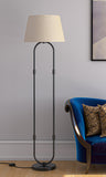 Modern Floor Lamp Standing Black Polished for Living room, Bedroom - 5ft Height with Off White Lamp Shade