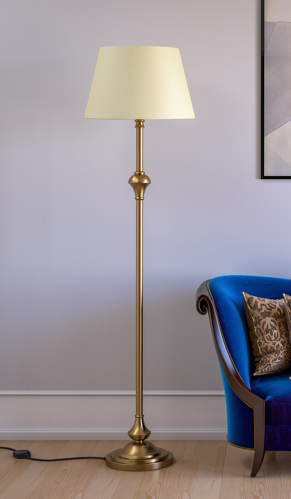 Floor Lamp Standing Brass Antique for Living room, Bedroom - Royal