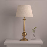 Table Lamp Brass Antique for Living room, Bedroom with Off White Lamp Shade - Bedside lamp 25 Inches Height