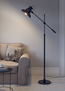 Divine Trends Modern Reading Task Floor Lamp Focused Light Moveable and Adjustable Height Black Polished