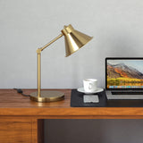Divine Trends Study Desk Office Reading Table Lamp Brass Antique Finish 15 Inches Height with Adjustable Head and Body