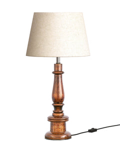 Divine Trends Wooden Table Lamp 24 Inches Height With 12 Inches Diameter Off White Lampshade