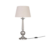 Table Lamp Silver Nickel for Living room, Bedroom with Off White Lamp Shade - Bedside lamp 25 Inches Height