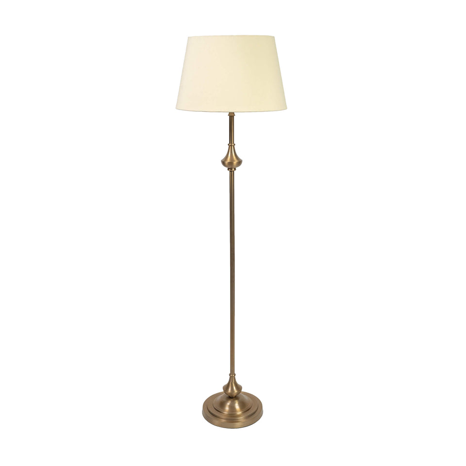 Royal Brass Antique Gold Floor Lamp Standing 5ft Height with Cream Lampshade 16 inches